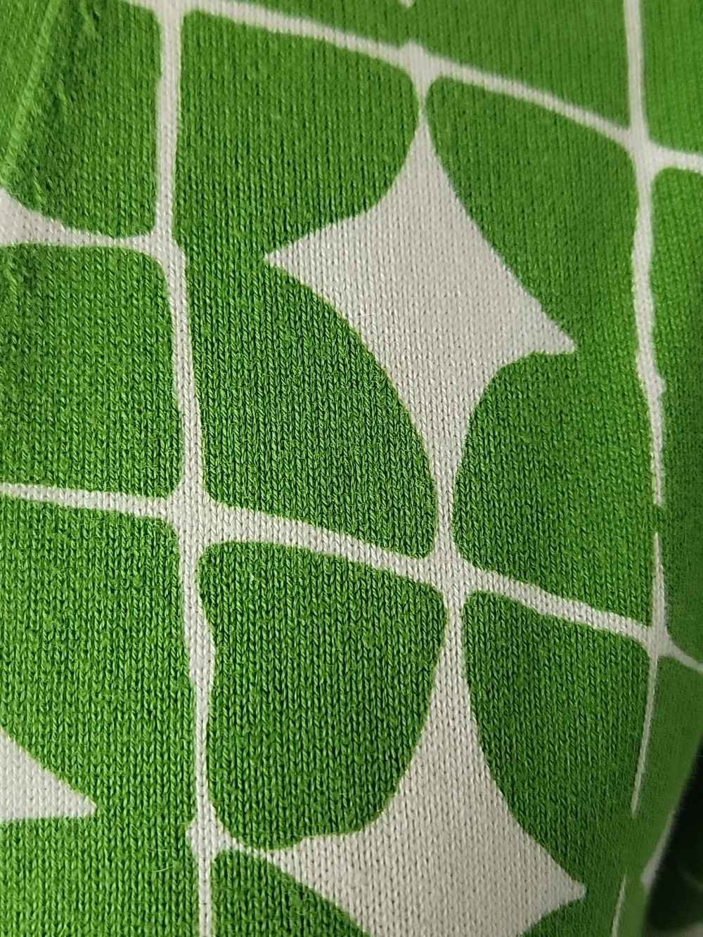 ISAAC MIZRAHI LIVE Green White Retro Abstract Print V-Neck Cardigan Sweater M - Picture 5 of 7